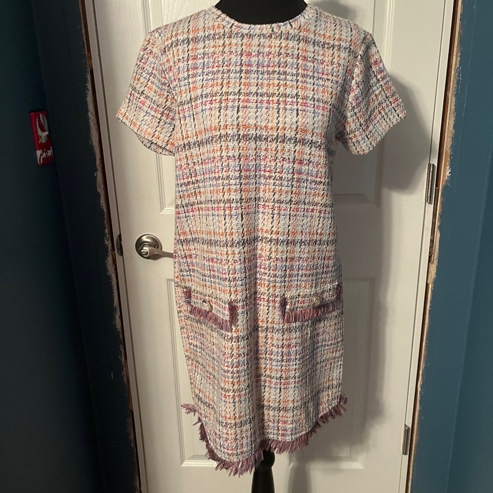 Chic Multicolor Tweed Dress